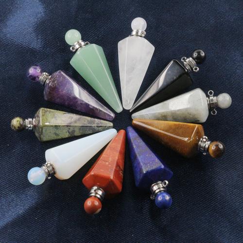 Gemstone Brass Pendants, Natural Stone, with Brass, Conical, DIY 
