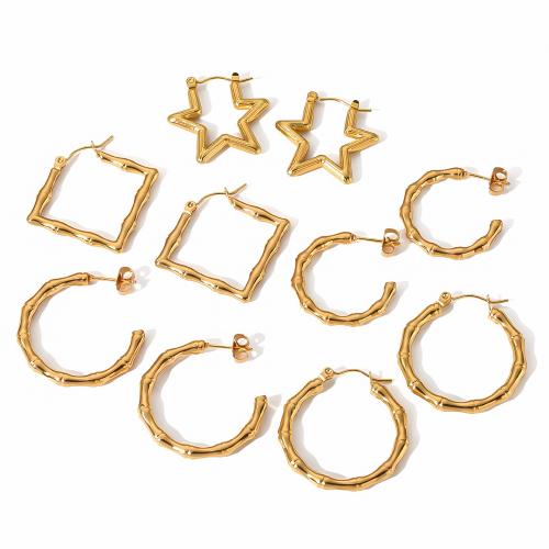 Titan Stahl Ohrringe, Titanstahl, 18K vergoldet, Modeschmuck & verschiedene Stile für Wahl & für Frau, verkauft von Paar