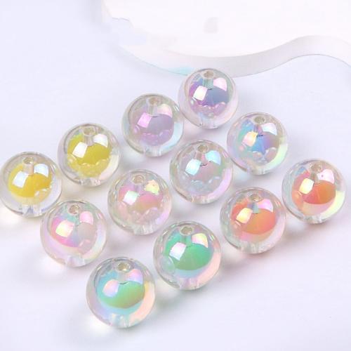 Bead in Bead Acrylic Beads, Round, colorful plated, DIY 16mm, Approx 