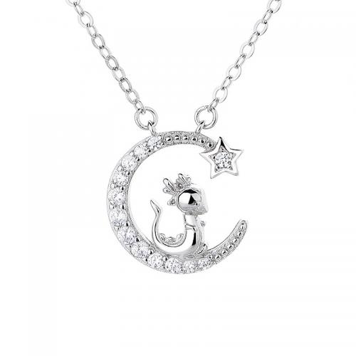 Cubic Zircon Micro Pave Sterling Silver Necklace, 925 Sterling Silver, with 6CM extender chain, plated, micro pave cubic zirconia & for woman, platinum color Approx 40 cm 