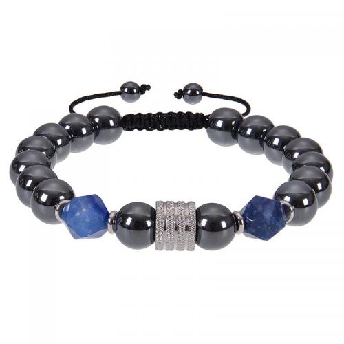 Gemstone Bracelet, with 304 Stainless Steel, handmade & for man & faceted Approx 7--11.8 Inch 