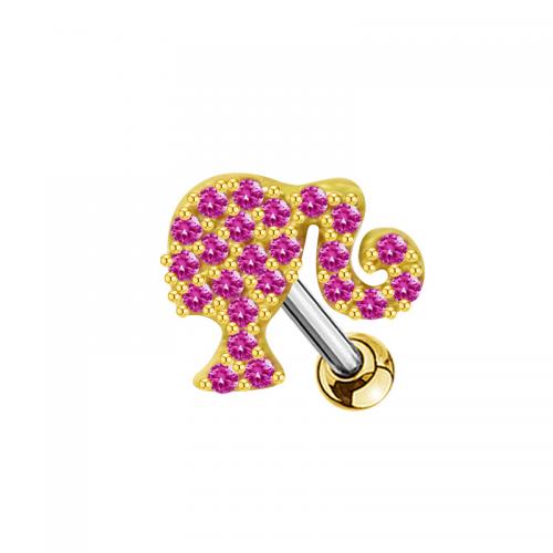 316L Stainless Steel Piercing Earring, with Brass, plated, Unisex & micro pave cubic zirconia 