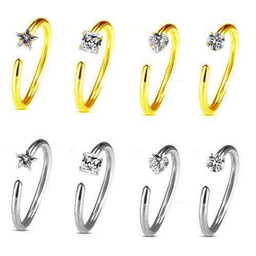 316L Stainless Steel Nose Piercing Jewelry, plated, Unisex & micro pave cubic zirconia [