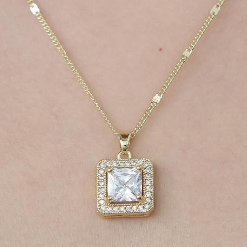 Cubic Zircon Micro Pave Brass Necklace, gold color plated, fashion jewelry & micro pave cubic zirconia & for woman Approx 45-50 cm 