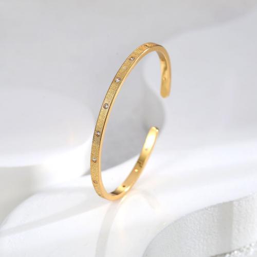 Brass Cuff Bangle, plated, fashion jewelry & micro pave cubic zirconia & for woman Approx 16-19 cm 