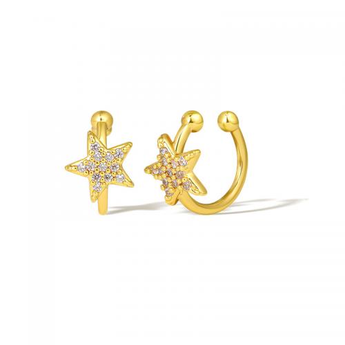 Cubic Zirconia Micro Pave Brass Earring, Star, 18K gold plated, fashion jewelry & for woman & with rhinestone 