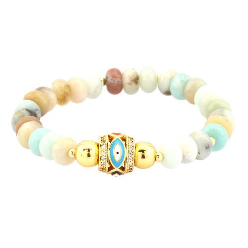Gemstone Bracelets, with Brass, micro pave cubic zirconia & for woman & enamel Approx 16-17 cm 