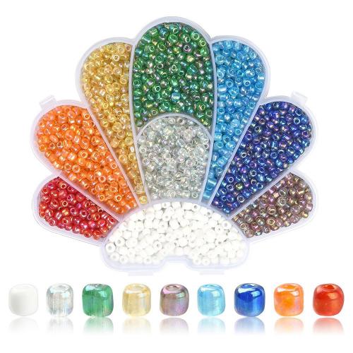 Perles de verre mixte, avec Boîte en plastique, coquille, 9 ls de contact & DIY, couleurs mélangées Environ îte, Vendu par boîte