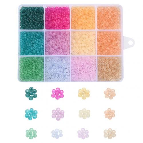 Perles de verre mixte, avec Boîte en plastique, DIY & 12 cellules, couleurs mélangées Environ îte, Vendu par boîte