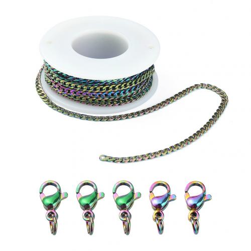 DIY Jewelry Finding Kit, 304 Stainless Steel, Vacuum Ion Plating, with lobster clasp, multi-colored, Approx 