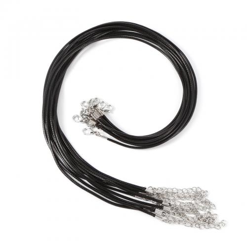 Waxed Nylon Cord Necklace, Wax Cord, with 45-49mm extender chain, Round, DIY 2mm Approx 45.5-46 cm [