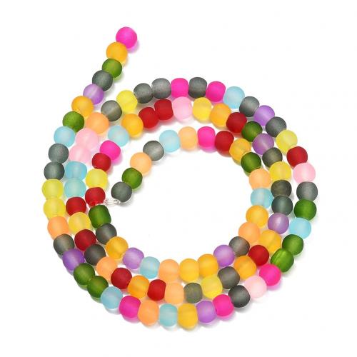Matte Glass Beads, Round, DIY & frosted, mixed colors Approx 38 cm 