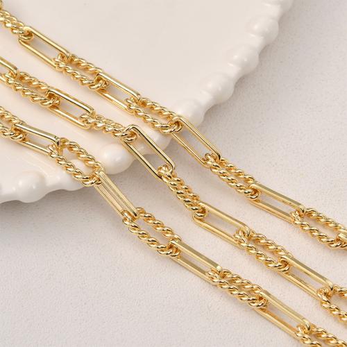 Brass Cable Link Necklace Chain, plated, DIY Aperture about 6*17mm, thickness about 2mm,Twist ring about 9*18mm, thick about 2.9mm Approx 50 cm 