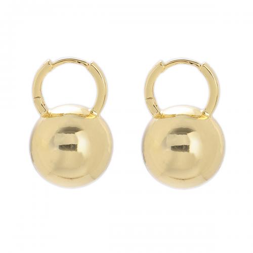 Brass Drop Earring, Round, gold color plated, fashion jewelry & for woman 