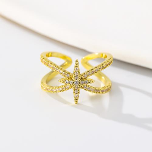 Cubic Zirconia Micro Pave Brass Finger Ring, gold color plated, fashion jewelry & micro pave cubic zirconia & for woman 