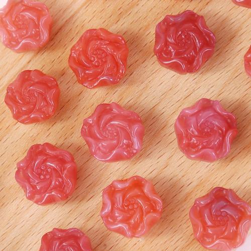 Agate Beads, Yanyuan Agate, Flower, DIY, red, 18mm 