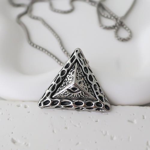Zinc Alloy Sweater Chain Necklace, Triangle, plated, fashion jewelry & Unisex, silver color Approx 51-80 cm 