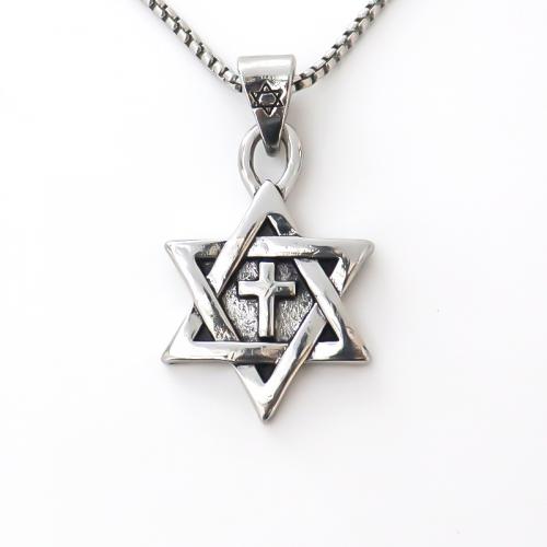Zinc Alloy Sweater Chain Necklace, Hexagram, plated, fashion jewelry & Unisex, silver color Approx 51-80 cm 