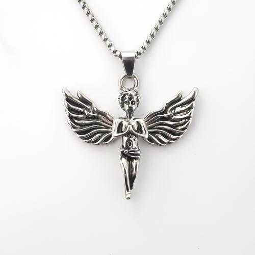 Zinc Alloy Sweater Chain Necklace, Angel, plated, fashion jewelry & Unisex, silver color Approx 51-80 cm 