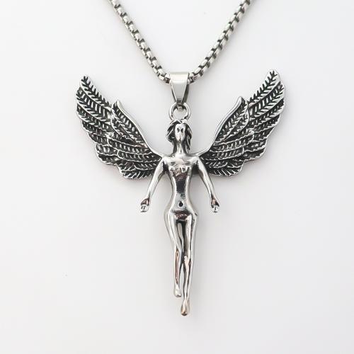 Zinc Alloy Sweater Chain Necklace, Angel, plated, fashion jewelry & Unisex, silver color Approx 51-80 cm 