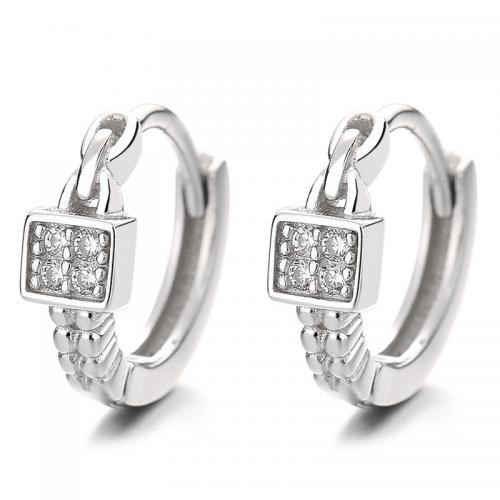 Cubic Zirconia Micro Pave Sterling Silver Earring, 925 Sterling Silver, plated, micro pave cubic zirconia & for woman 
