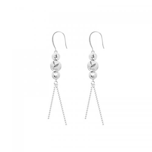Brass Drop Earring, plated, for woman, silver color, 70mm 