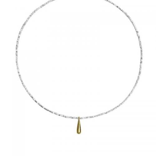 925 Sterling Silver Necklace, with 2inch extender chain, Teardrop, plated, Korean style & for woman Approx 15 Inch 