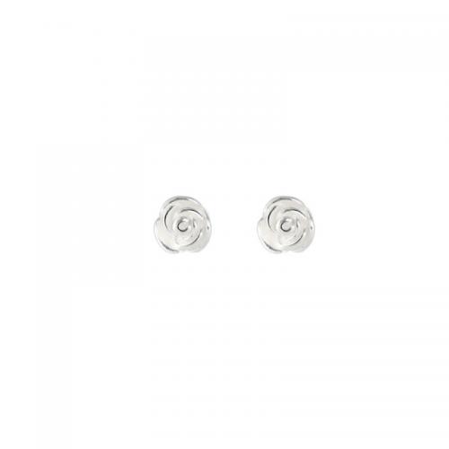 925 Sterling Silver Stud Earring, Flower, Korean style & for woman, silver color, 4.8mm 