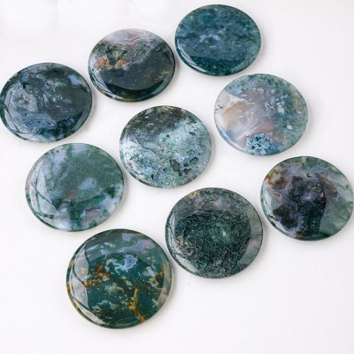 Moss Agate Decoration, Flat Round, decoration length 50-60mm 