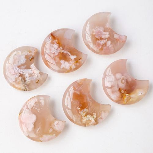 Cherry Blossom Agate Decoration, Moon, decoration length 45-55mm [