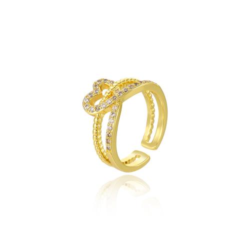 Cubic Zirconia Micro Pave Brass Finger Ring, 18K gold plated, fashion jewelry & micro pave cubic zirconia & for woman, Inner Approx 18mm 