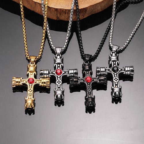 Titan Schmuck Halskette, Titanstahl, Kreuz, Modeschmuck & für den Menschen & mit Strass, keine, Länge:ca. 60 cm, verkauft von PC