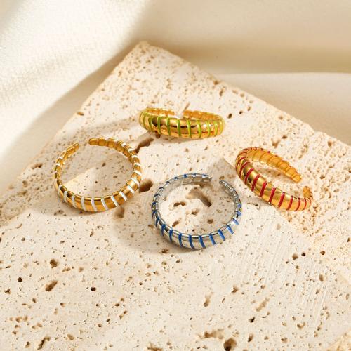Титан Сталь палец кольцо, титан, ювелирные изделия моды & Женский & эмаль, Много цветов для выбора, inner diameter 17mm, продается PC