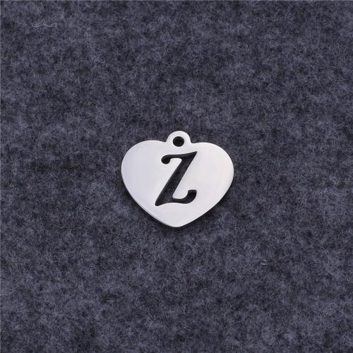 Stainless Steel Letter Pendant, 316L Stainless Steel, Heart, DIY original color [
