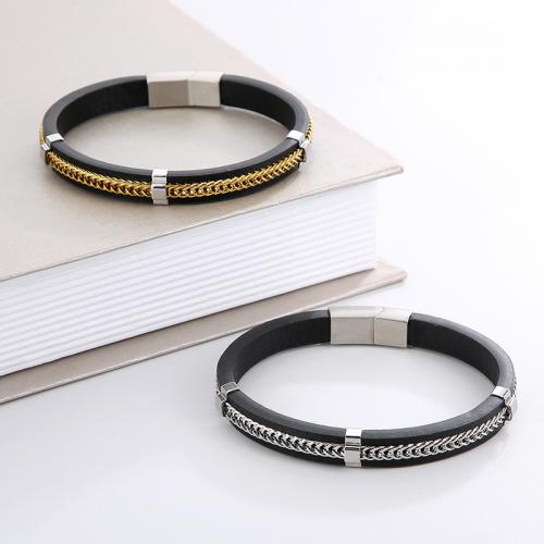 PU Leather Cord Bracelets, 304 Stainless Steel, with Microfiber PU, fashion jewelry & for man 9mm Approx 21 cm 
