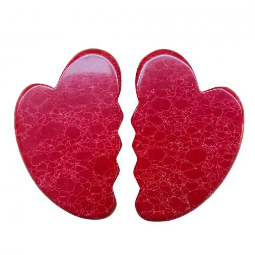 Turquesa sintético Placa de raspado, Corazón, Masaje, Rojo, 95x60x5mm, Vendido por UD