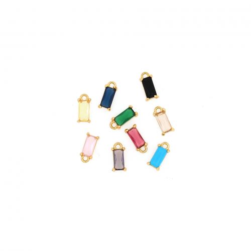 Pendentifs en laiton zircon cubique (CZ), rectangle, Plaqué or 18K, bijoux de mode & DIY & pavé de micro zircon, plus de couleurs à choisir Vendu par PC