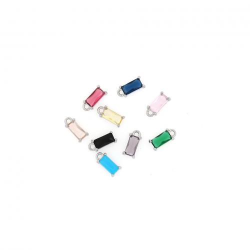 Pendentifs en laiton zircon cubique (CZ), avec zircon cubique, rectangle, Plaqué de platine, bijoux de mode & DIY, plus de couleurs à choisir Vendu par PC