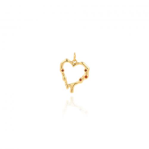 Cubic Zirconia Micro Pave Brass Pendant, Heart, 18K gold plated, fashion jewelry & DIY & micro pave cubic zirconia & hollow 