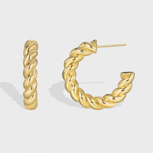 Brass Stud Earring, plated, fashion jewelry, golden 