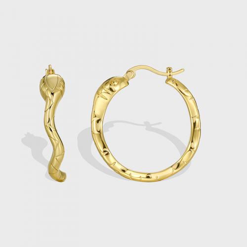 Brass Hoop Earring, Snake, plated, fashion jewelry, gold 