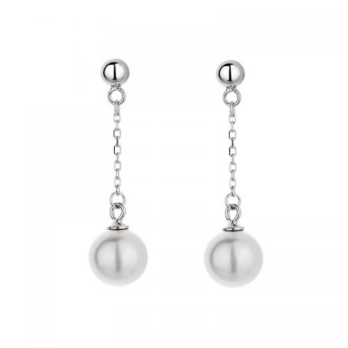 Sterling Silver Drop Earring, 925 Sterling Silver, with Shell Pearl, plated & for woman 