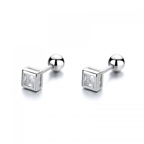 Cubic Zirconia Micro Pave Sterling Silver Earring, 925 Sterling Silver, plated & micro pave cubic zirconia & for woman, platinum color 