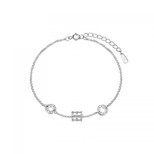 Bracelets en laiton, avec 3.5CM chaînes de rallonge, Placage, pour femme, couleur platine Environ 15 cm, Vendu par PC