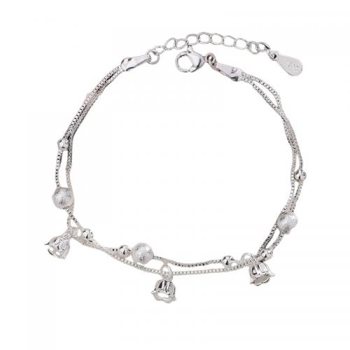 Bracelets en laiton, avec 3.5CM chaînes de rallonge, Placage, pour femme, argent Environ 15 cm, Vendu par PC