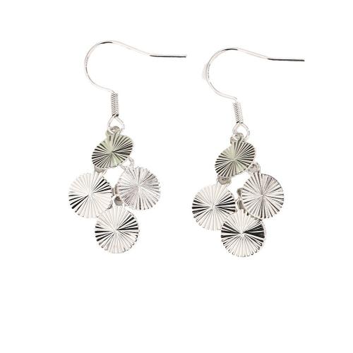 Brass Drop Earring, plated, for woman, platinum color 