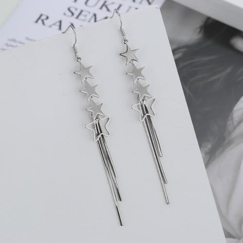 Brass Drop Earring, plated, for woman, platinum color, 85mm 