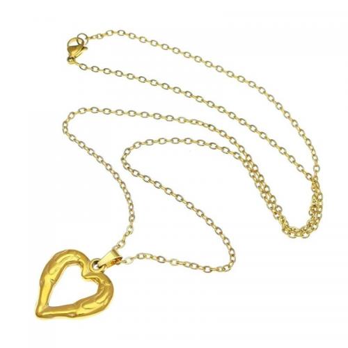 Titanium Steel Jewelry Necklace, Heart, 18K gold plated, fashion jewelry & for woman, golden Approx 50 cm 