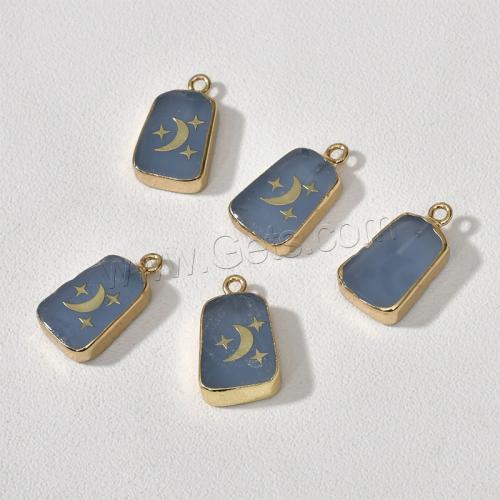 Gemstone Brass Pendants, with Gemstone, Trapezium, gold color plated, DIY 