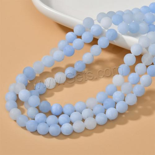 Einzelne Edelstein Perlen, Jade, rund, poliert, DIY, blau, 8mm, Bohrung:ca. 0.7mm, Länge:ca. 38 cm, ca. 45PCs/Strang, verkauft von Strang